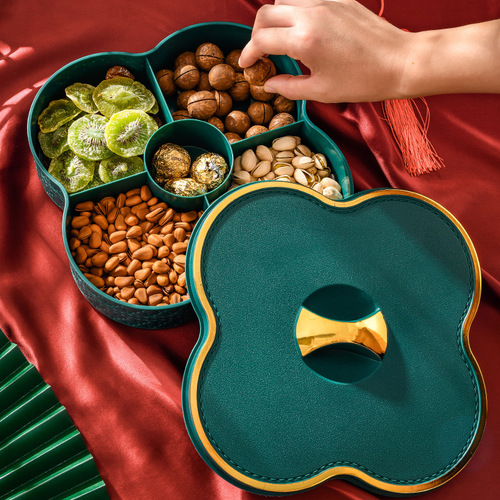 Light luxury national style fruit box household multi-layer dried fruit box with lid fruit plate nut candy box can be superimposed on the living room snack tray