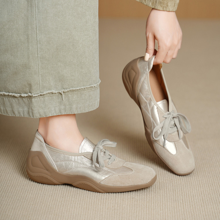 Lightweight and Comfortable ~3Cm Genuine Leather German Training Shoes for Women, Thick-Soled Versatile Loafers, Commuter Lace-Up Casual Sneakers Lightweight and Comfortable ~3Cm Genuine Leather German Training Shoes for Women, Thick-Soled Versatile Loafers, Commuter Lace-Up Casual Sneakers
