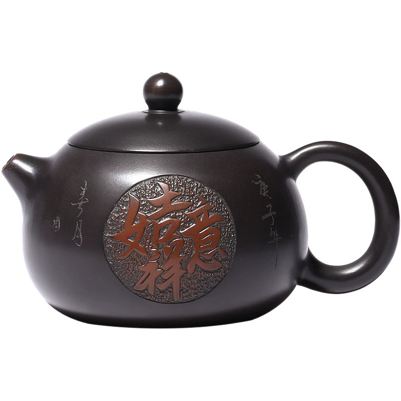 Фиолетовый горшок с песком оптом Исин оригинальный шахтный чайник Nixing с гравировкой благоприятный чайный сервиз Кунг-фу поколение