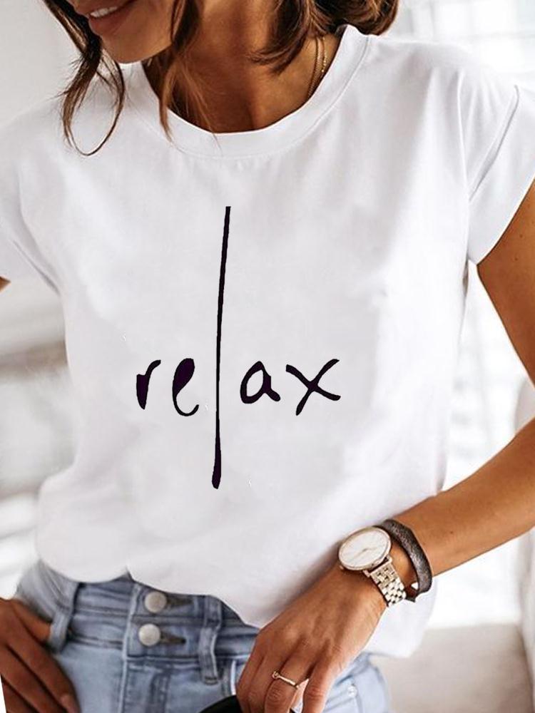 168g Weight Short Sleeve Sleeve Length Pullovers Placket Type Regular Sleeve Sleeve Type Polyester Fabric Type Regular Top Length T-shirt Tops Type Daily Occasion Round Neck Neckline Breathable Function Regular Fit Fit Type Letter, Chrysanthemum Pattern Summer, Spring, Autumn Season Women'S Gender Printing Design Fashion Style Wholesale Women'S Fashion Letter Chrysanthemum Short Sleeve Printing T-Shirts 3