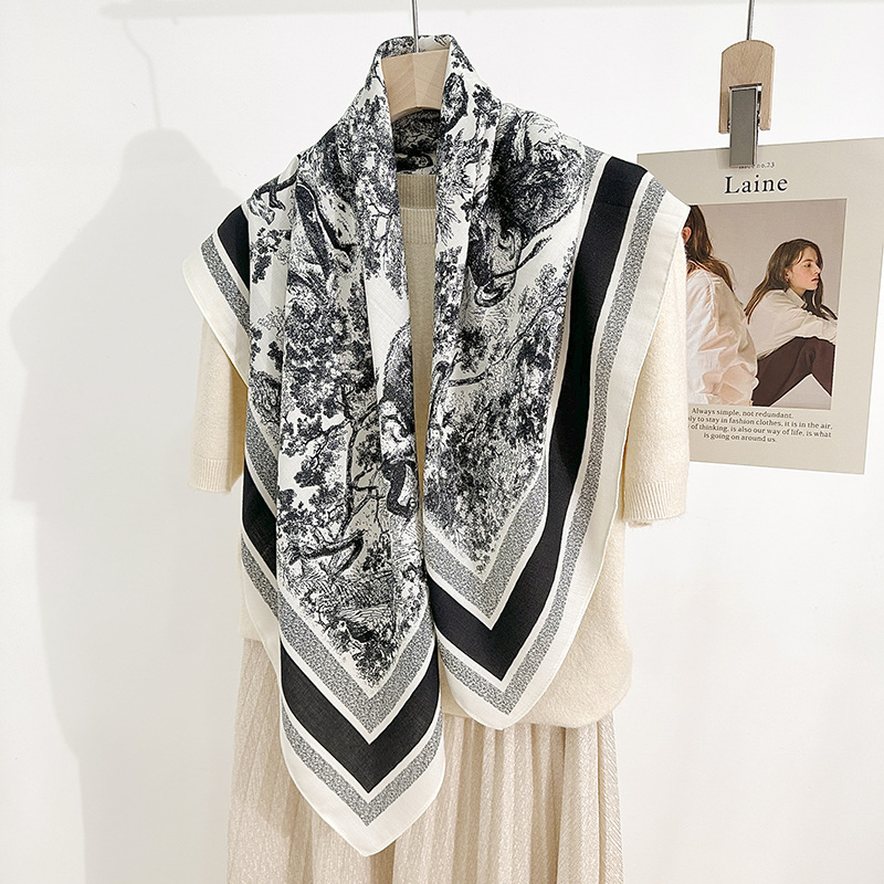 Personalidad coreana de impresión de estepa del león de estilo de alta calidad 90 personaje bufandas decorativas profesionales