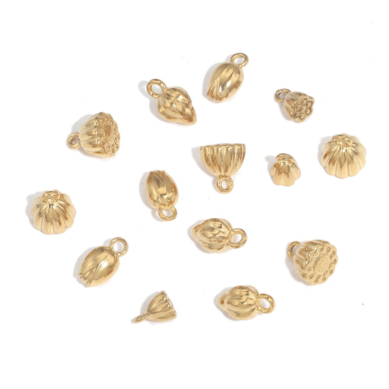 Stainless Steel Lotus Pendant Wholesale DIY Gold Plated Bracelet Connector Necklace Jewelry Charm Accessories Jewelry Color Preservation