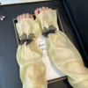 Yellow -green pearl gauze sleeve sleeve