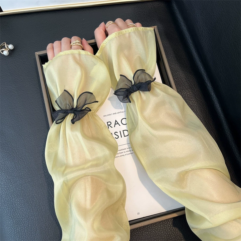Silk summer sleeves with bow, gloves, protection sleeve, sun protection, UV protection