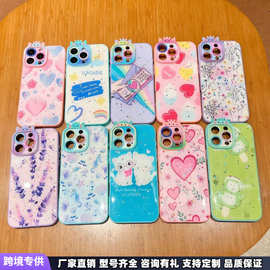 日韩清新小碎花适用苹果12手机壳iphone14pro闪粉16promax/15滴胶