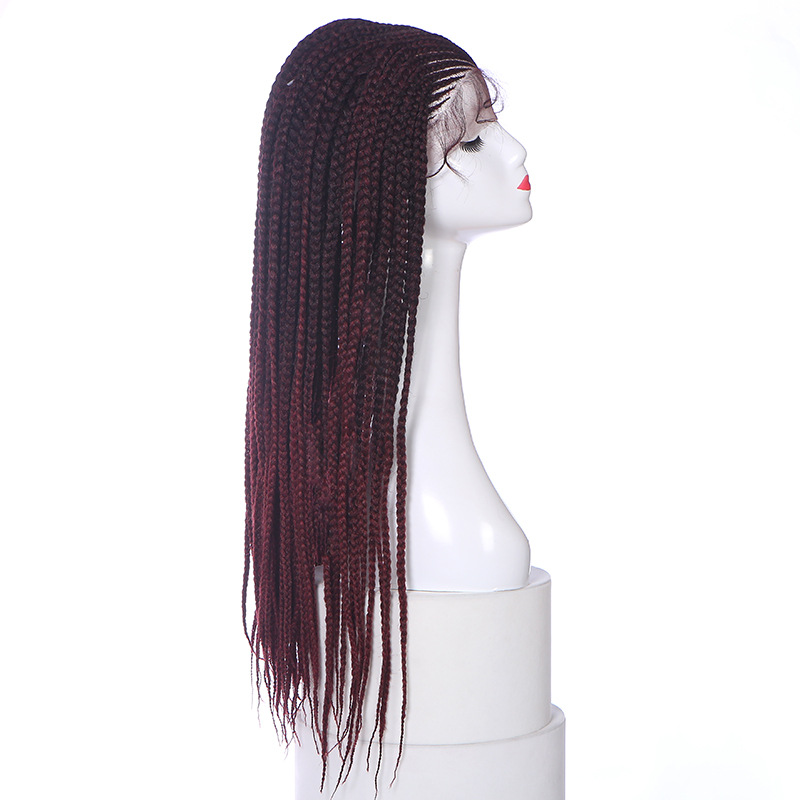 Modelo de moda de Europa y los Estados Unidos en color de dos hebras de fibra de fricción de cuerda trenzada reggae cabeza peluca de fibra química delantera encaje LW0229
