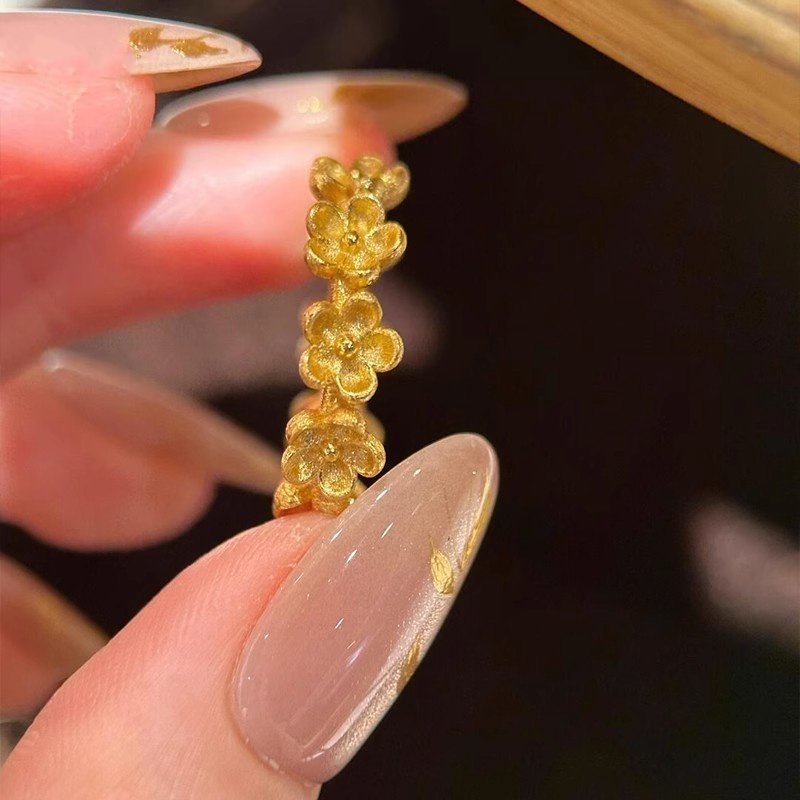 Anello da donna con fiore di osmanto, stile retrò vintage, leggero e pesante, per autunno e inverno, temperamento fresco e semplice._voghion.com