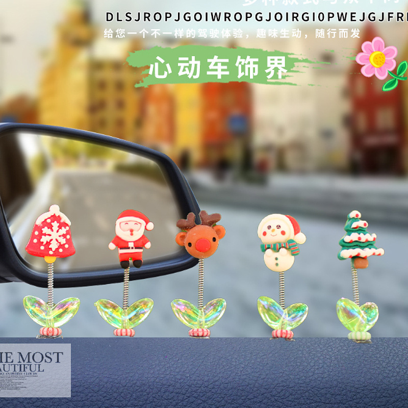 Navidad transfronteriza vacaciones creativo muñeco de nieve santa claus dibujos animados mini decoración de escritorio regalos artesanales decoración de coche
