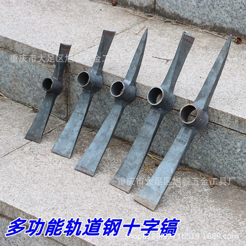 Трассировочный стальной топор ручной ковки двойного назначения для выкапывания бамбука, рубки корней деревьев, колки дров, колки камней и рыбалки.