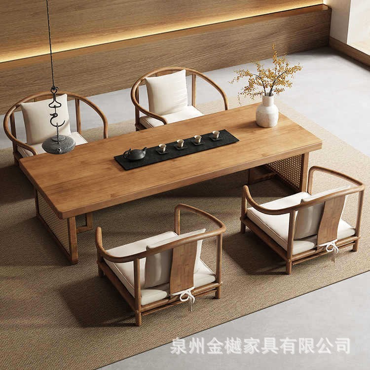 禅意榻榻米茶桌实木茶台茶几用地台坐地飘窗炕桌中式矮长桌|undefined
