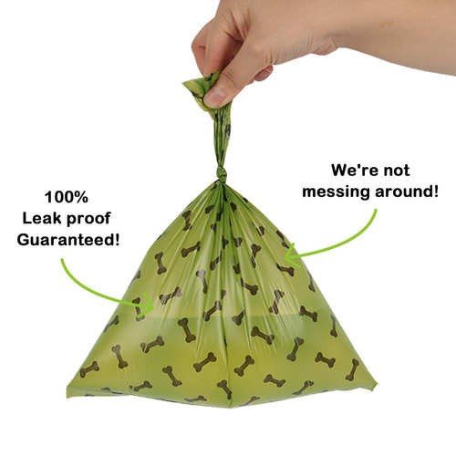 Army Green Bone Printed Dog Poop Bag Pickup Bag, 8 Rolls, 120 Bags, Pet Bags with Dispenser