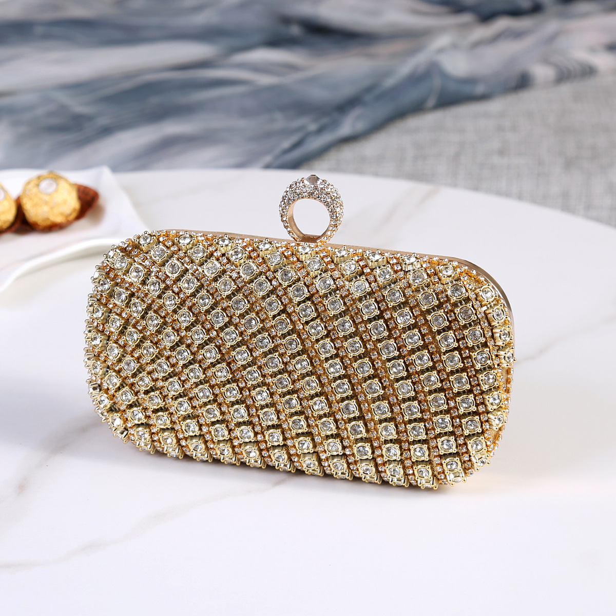 Metal Material Metal Geometric Diamond Oval Evening Bags