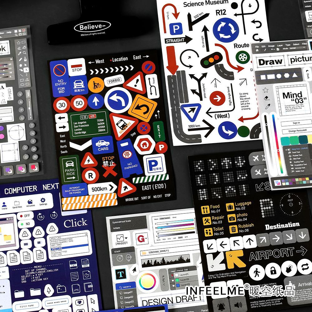 Infeel.Me pegatinas adhesivas icono serie original icono de vida DIY cuentas de mano simple pegatinas de material