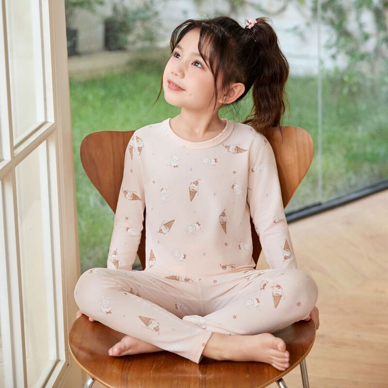 Duolaidou Class a Autumn and Winter Kidsren's Suit Cotton Autumn Clothes and Long Pants Cartoon Cute Baby Home Clothes Breathable and Openable