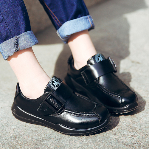  New Spring and Autumn Boys Leather Shoes Boys Casual Shoes Velcro Flat Bottom Sports Versatile Children's Shoes Wholesale