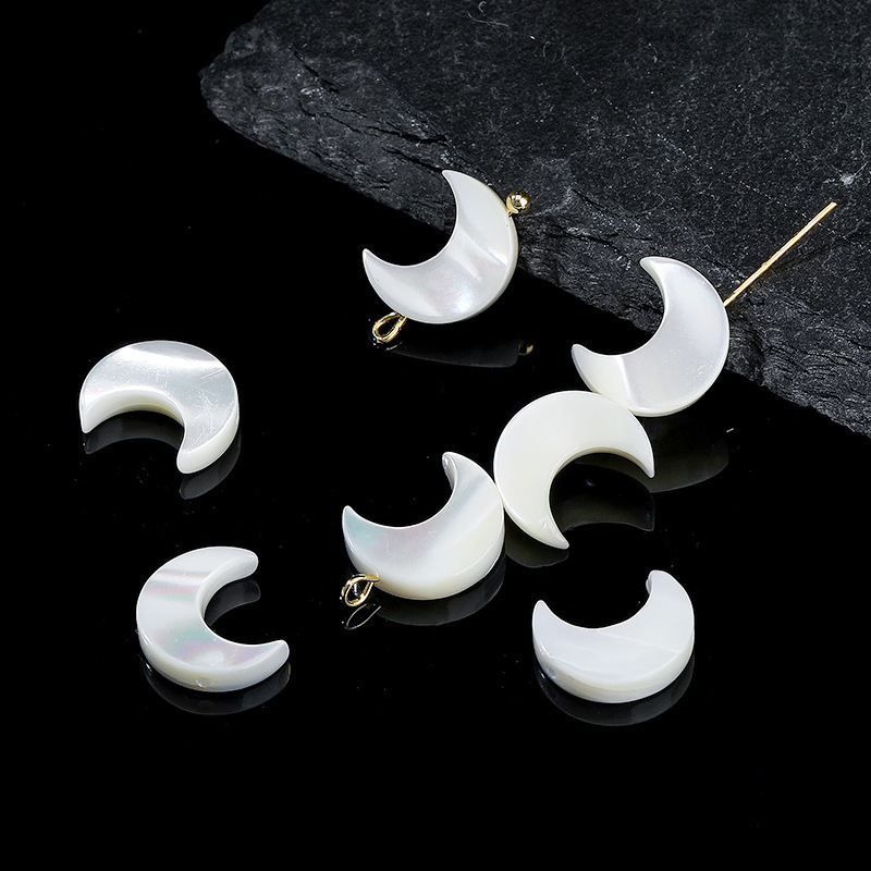 Natural Horseshoe Moon Vertical Hole Shell Small Moon Handmade DIY Bracelet Necklace Earrings Jewelry Accessories Material