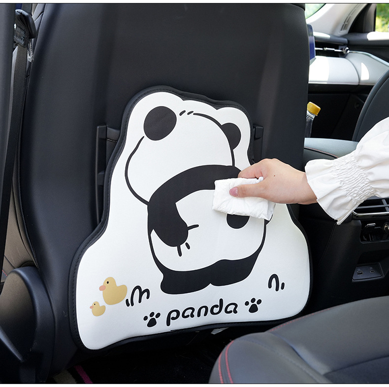 Blue Rain Car Seat Back Anti-Kick Pad Leather Cartoon Panda Cartoon Resistant to Dirt and Wear-Resistant Car Rear Seat Anti-Kick Pad