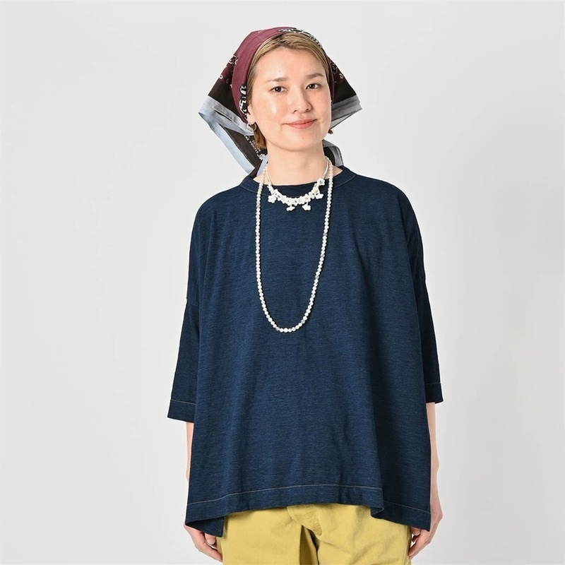 Directly Supplied from the Original Factory, Export Clothing in Hemp Indigo Version Cc45R, Loose Fit, 7/8 Sleeves, T-Shirt with Round Neck, Pullover Style, Same Style T-Shirt Directly Supplied from the Original Factory, Export Clothing in Hemp Indigo Version Cc45R, Loose Fit, 7/8 Sleeves, T-Shirt with Round Neck, Pullover Style, Same Style T-Shirt