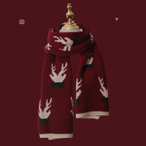 New  Winter Red Christmas Scarf for Women, Unisex, Student-Friendly, Cute, Thick, Warm Knitted Wool Balaclava for Men
