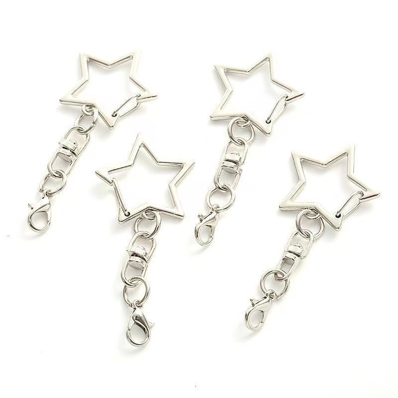D50 Little Red Book style creative five-pointed star and figure-eight lobster clasp keychain DIY doll pendant star metal clasp