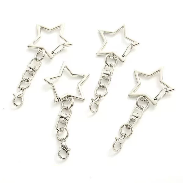 D50 Little Red Book style creative five-pointed star and figure-eight lobster clasp keychain DIY doll pendant star metal clasp