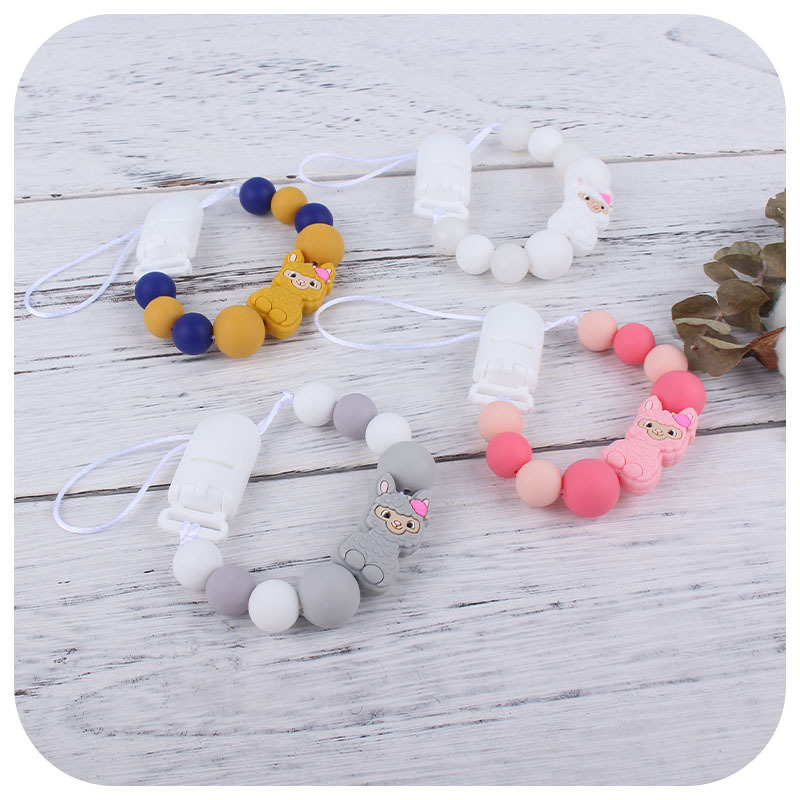 Nueva silicona mordedor palo pezón cuerda materna e infantil suministros Bebé chupete silicona oveja pezón cadena anti-caída
