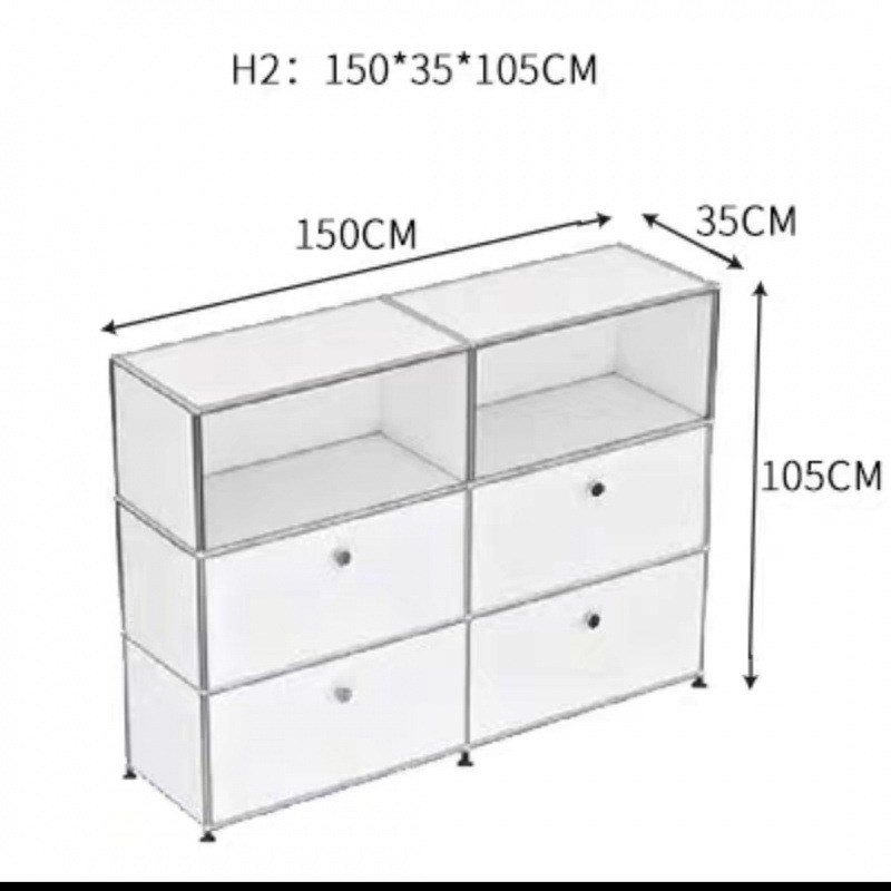화이트 F 스타일 더블 캐비닛 150*35*105