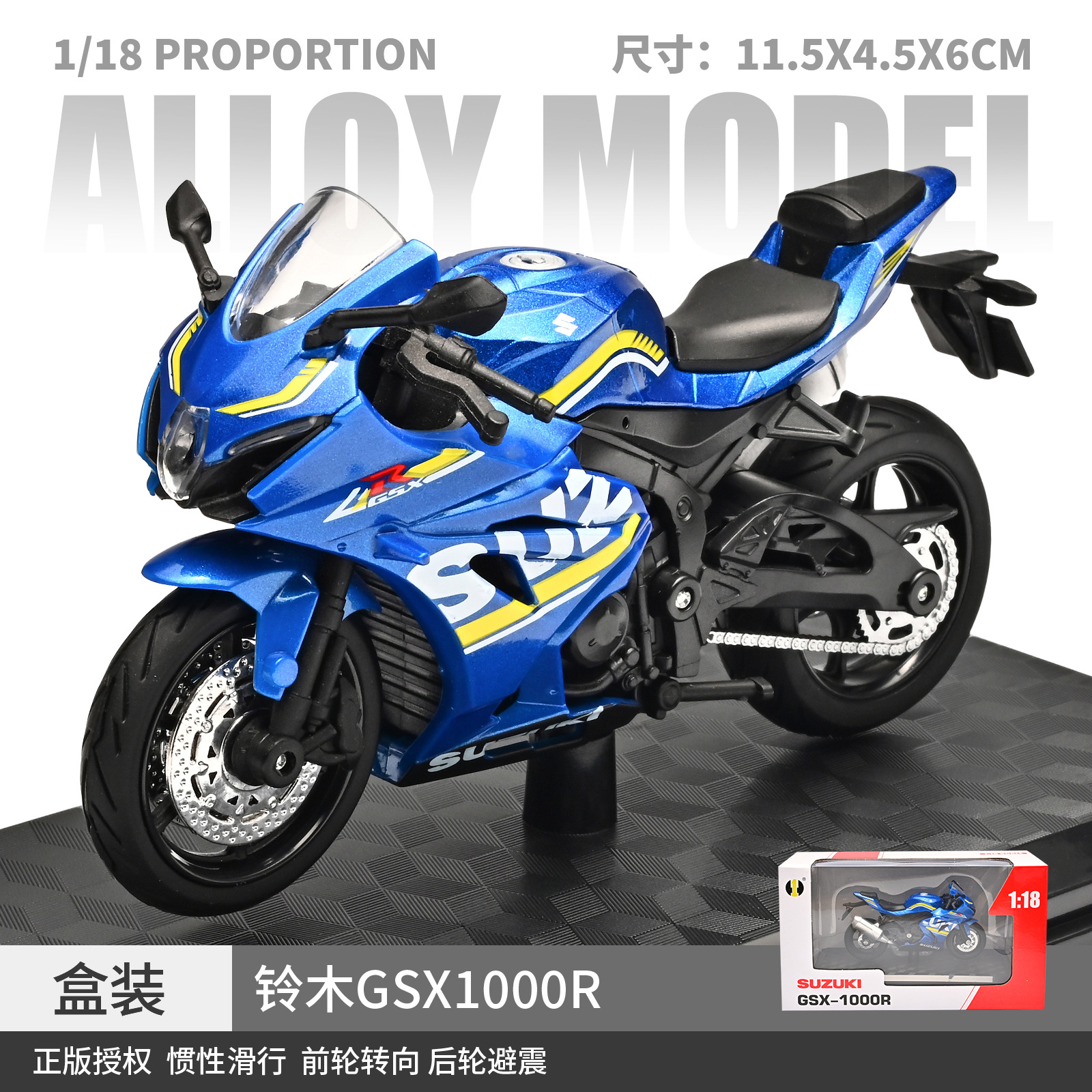 1:18 Suzuki GSX1000R modelo de aleación - azul