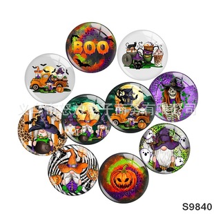 Halloween time gem crystal glass round patch crystal patch refrigerator patch accessories manufacturer direct