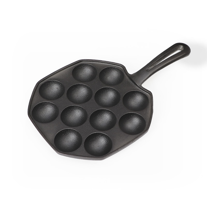 Hierro fundido bolas de pulpo olla hogar herramienta de molde para hornear huevo de codorniz molde ardiente no recubierto sartén antiadherente olla de huevo sin sentido