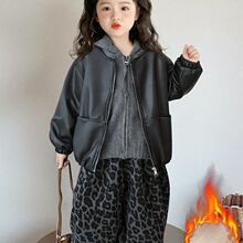 女童皮衣套装秋2025新款儿童宝宝三件套时髦秋冬款炸街小洋装
