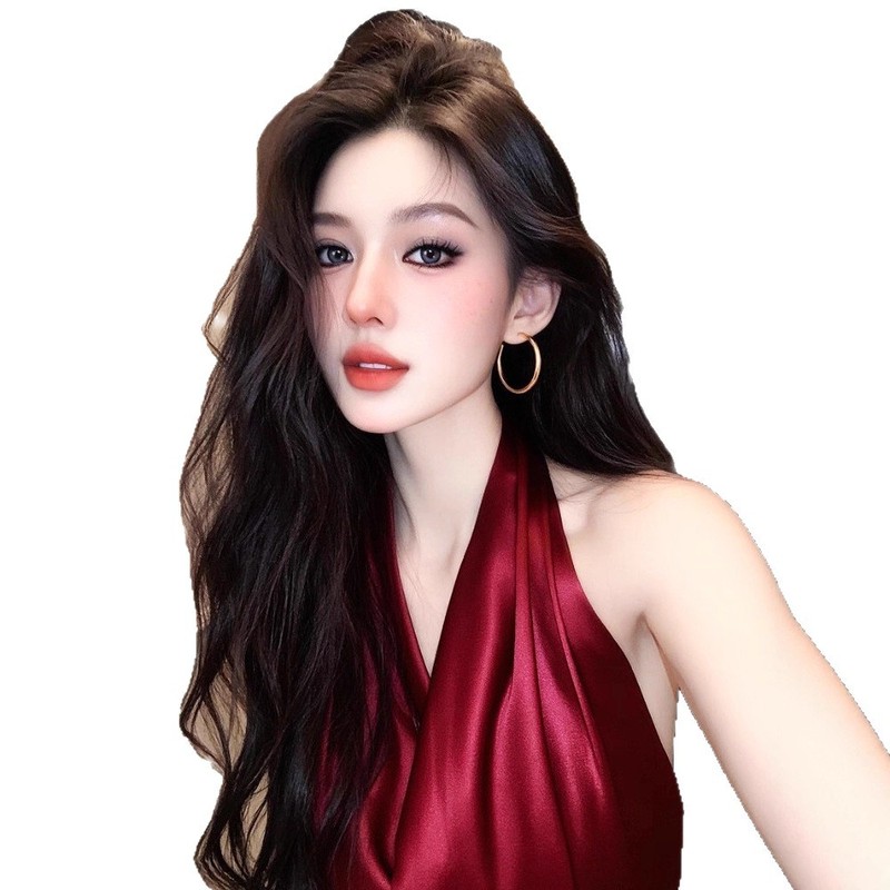 酒红色挂脖上衣2025夏季法式独特精致绝美漂亮气质名媛高级感衬衫|undefined