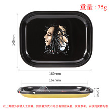 现货供应烟丝醒草盘马口铁手卷烟小号烟具收纳盘创意图案跨境热卖