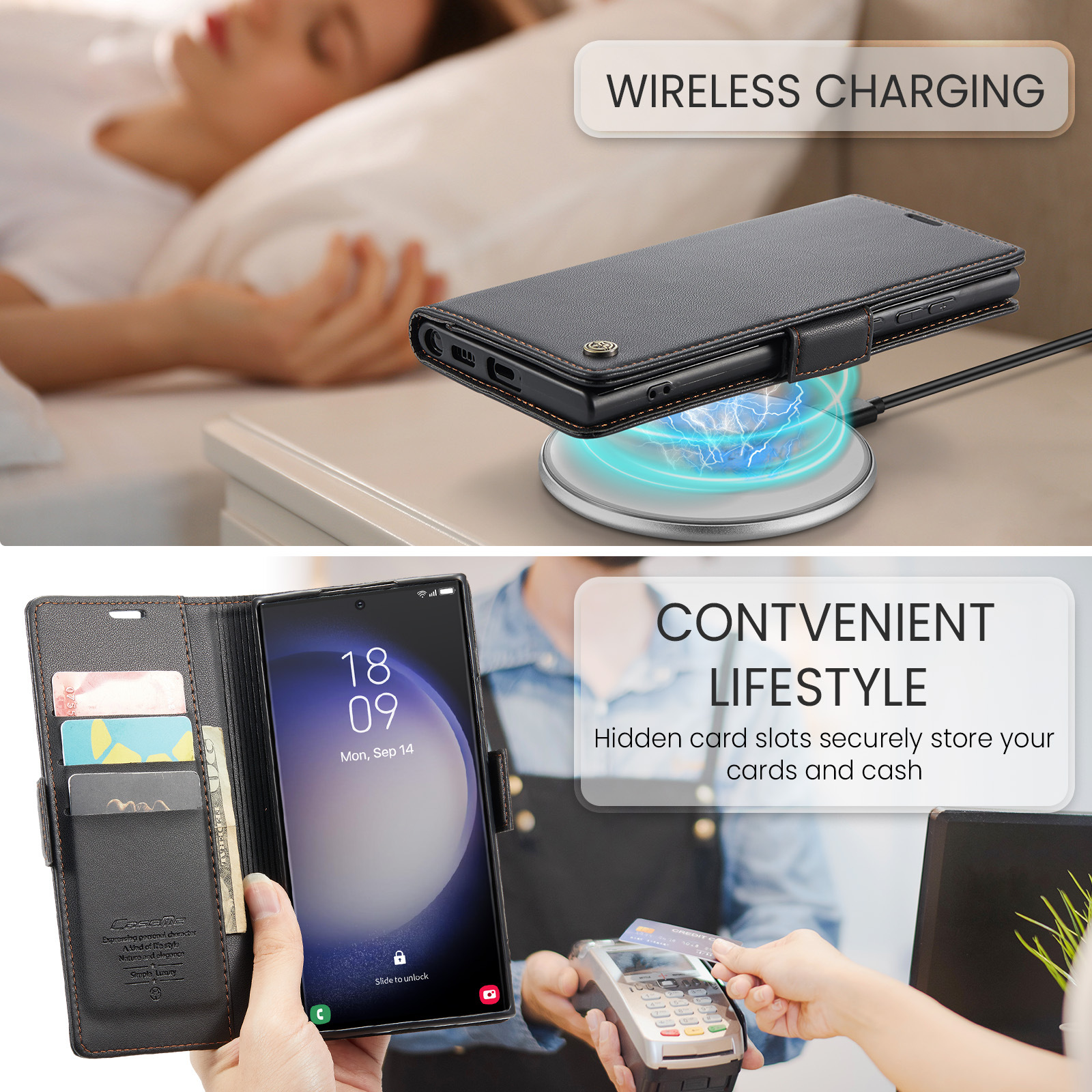Capa de couro flip com rfid para samsung galaxy s23 ultra a54 a14_voghion.com