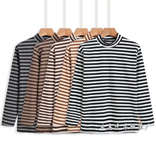 秋季新款条纹打底衫妈妈装大码宽松长袖T恤女春秋款地摊赶集衣服