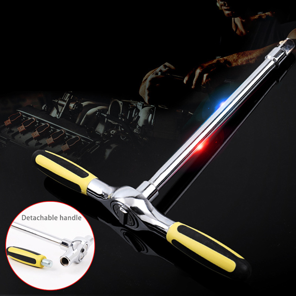 新款省力45齿T型可换向棘轮扳手1/2 3/8 1/4快速套管扳手汽修工具