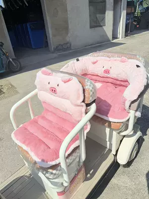 Winter Thickeneded Warm Windproof Cushion and Backrest Integrated Electric Tricycle Universal Elderly Scooter Cushion (Electric car cushion) - pink-pigbuy-groceries-without-freezing-pp-front-seat-cushion-length-and-width-80-40cm