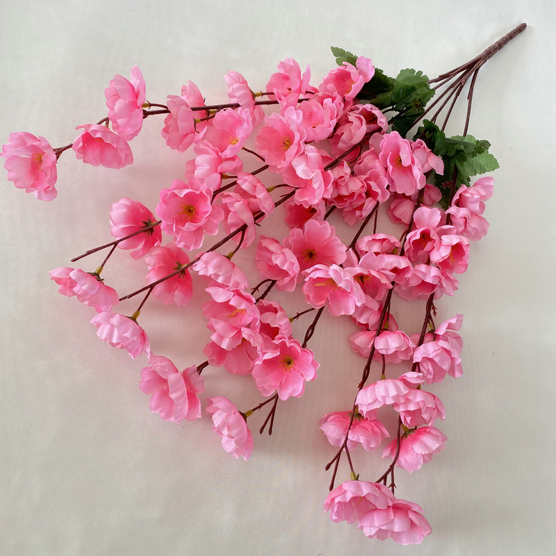 7-tenedor Flor de melocotón ingeniería jardinería conjunto flor artificial Flor de seda boda decoración interior mango artificial Flor de melocotón venta al por mayor
