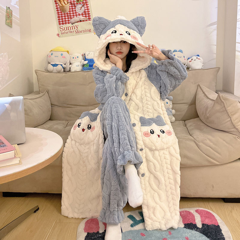 Pajamas for Women in Autumn and Winter, Thickened Velvet Pajamas, Coral Velvet Student Dormitories, Can Be Worn Outside the Suit, Sweet and Cute