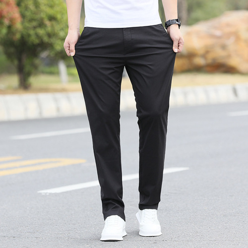 Summer Men's Pure Cotton Casual Pants Thin Loose Straight Leg Fashion Men's Long Pants Elastic Sports Pants Men's Style