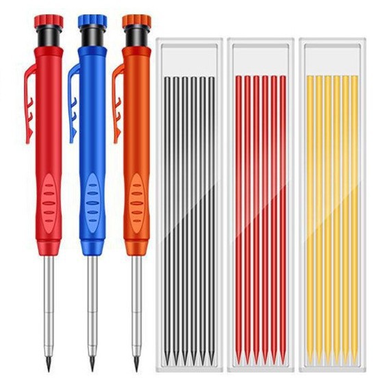 跨境热卖2.8mm彩色铅笔芯金属长头深孔木工工程标记笔划线定位笔