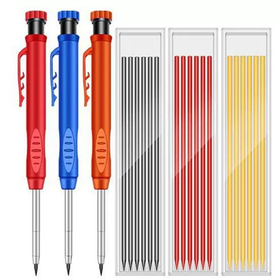 跨境热卖2.8mm彩色铅笔芯金属长头深孔木工工程标记笔划线定位笔