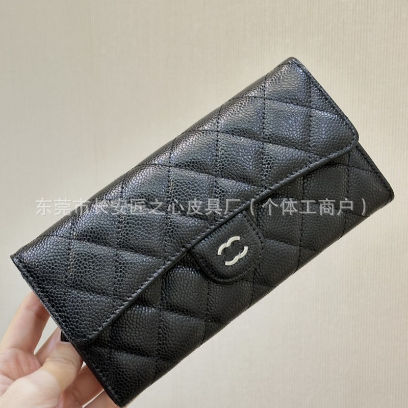 Xiaoxiangfeng CF フリップウォレット キャビアクラッチバッグ ロング携帯電話小銭入れ 本牛革 クレジットカードホルダー ダイヤモンド|undefined
