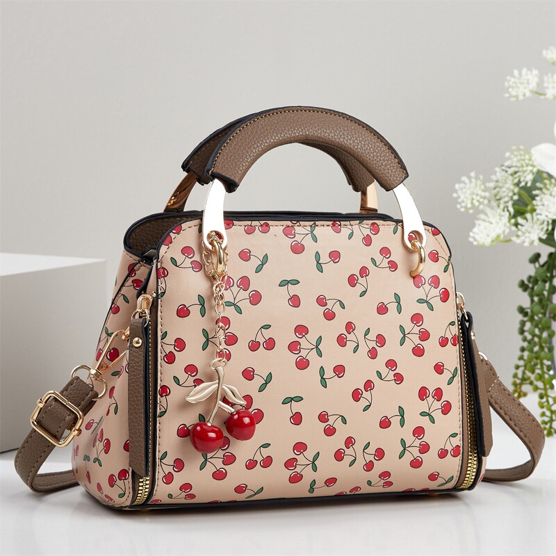 High-End Trendy Fashion Versatile Popular Cherry Women's Handbag with Unique Classic Design and Color-Blocking Shoulder Bag