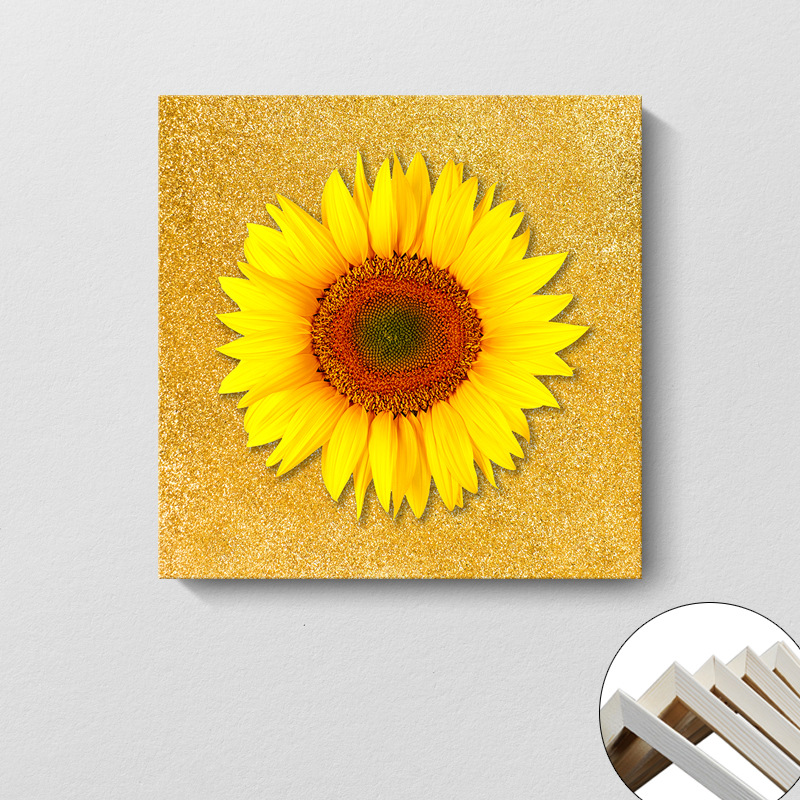 Pintura decorativa coreana girasol Sala de estar moderna y simple flores de sol colgando pintura mural del dormitorio del restaurante pintura cuadrada sin marco