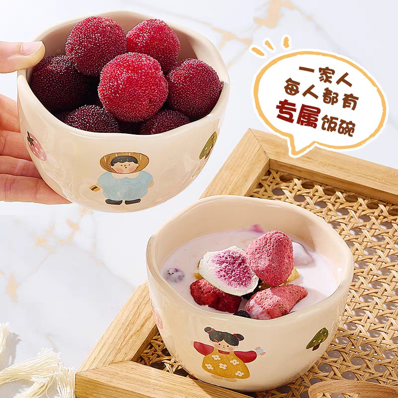 Cute Family-Use Ceramic Cartoon Tableware for Parents and Children, Differentiated Personal Rice Bowls, and a New Bride's Gift for the Curious Cook