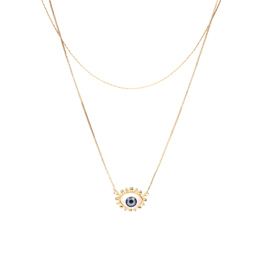 devilu0027s eye resin pendant double layered copper necklace wholesale nihaojewelry