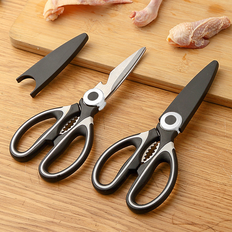 New Kitchen Scissors Can Clip Walnut Bottle Opener Multifunctional Food Scissors Panda Scissors Stainless Steel Scissors Wholesale