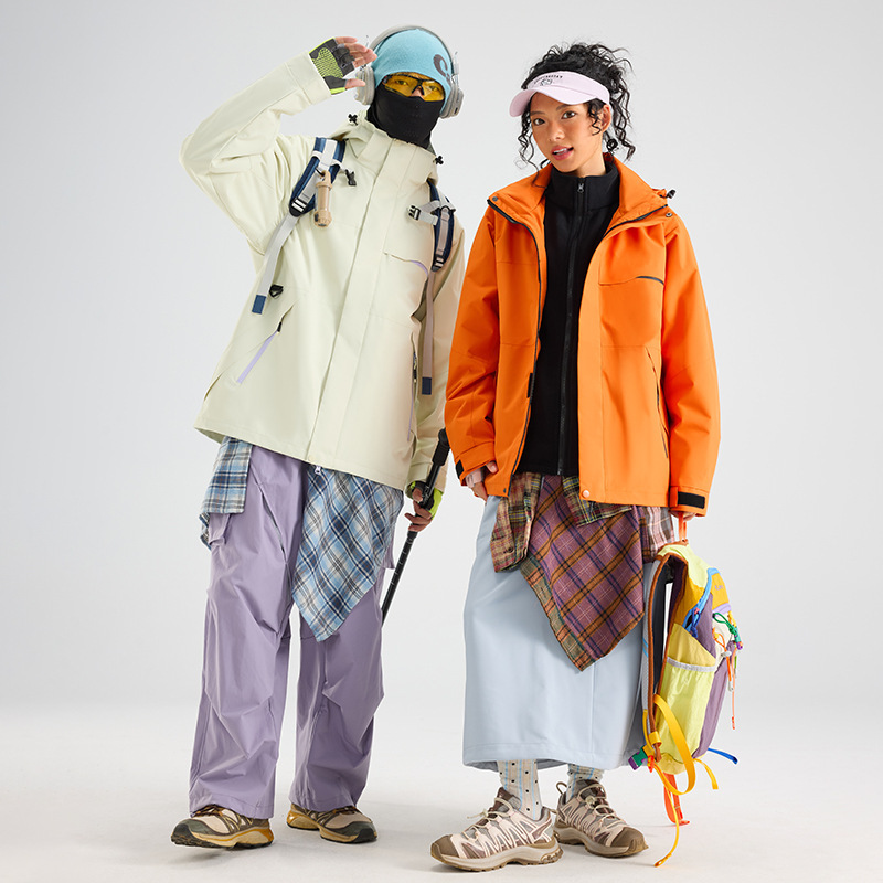 男女户外石墨烯冲锋衣男女三合一可拆卸两件套防风防水保暖登山服|undefined