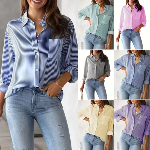 Amazon Foreign Trade European and American Clothing Wish Aliexpress Ebay Tops Loose Casual Long-Sleeved Shirts for Women